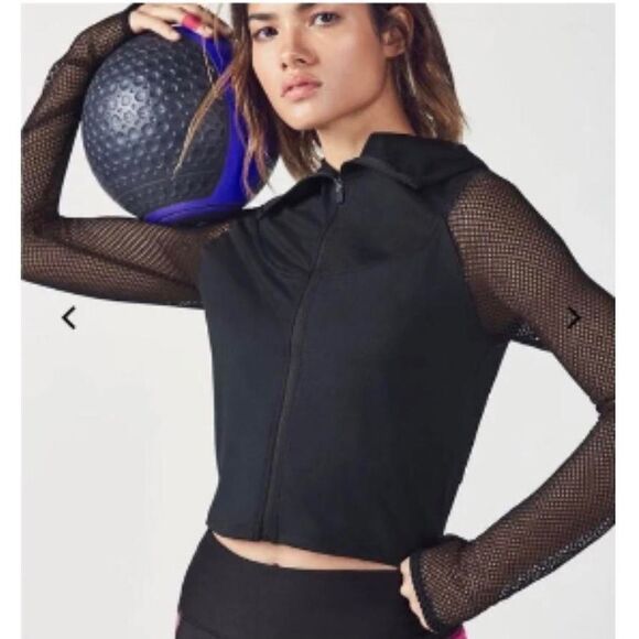 FABLETICS x Demi lovato Black bella midi  Mesh Sleeve full zip  jacket - Picture 11 of 13